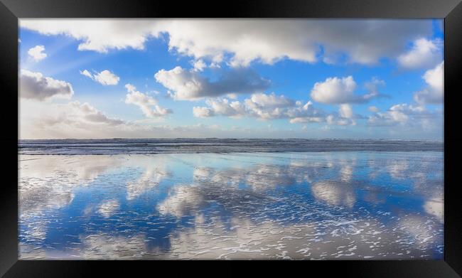 Widemouth Bay Mirror Framed Print by Maggie McCall