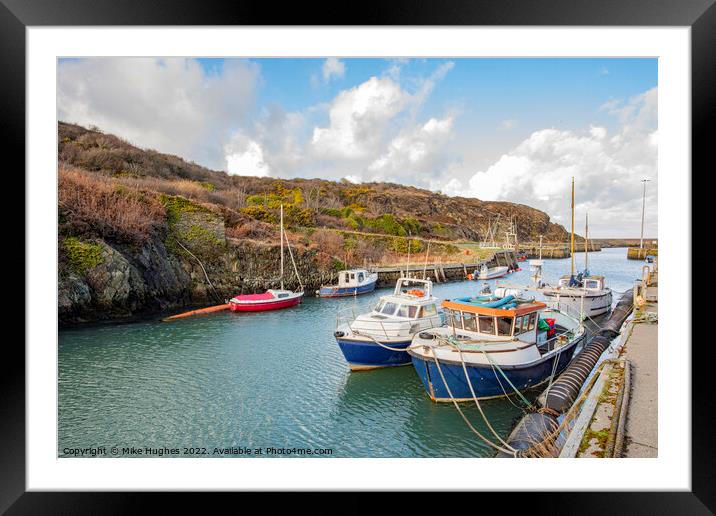 Working boats of Amwlch Harbour. Framed Mounted Print by Mike Hughes