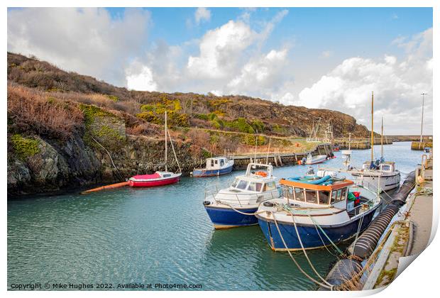 Working boats of Amwlch Harbour. Print by Mike Hughes