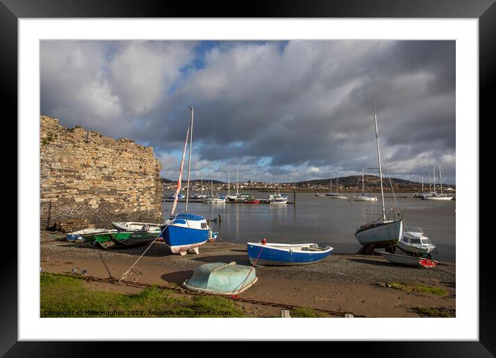 Moored at Conwy Quay Framed Mounted Print by Mike Hughes