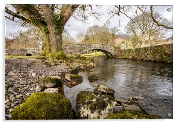 Pelter bridge at Rydal Acrylic by Mike Hughes