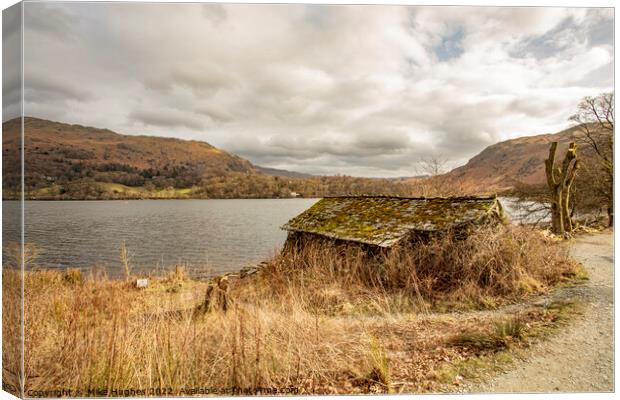 Old boat House on Grassmere Canvas Print by Mike Hughes