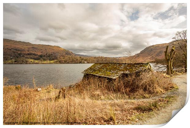 Old boat House on Grassmere Print by Mike Hughes