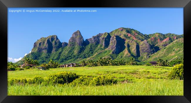 Kalalea Mountains Hawaii panoramic Framed Print by Angus McComiskey
