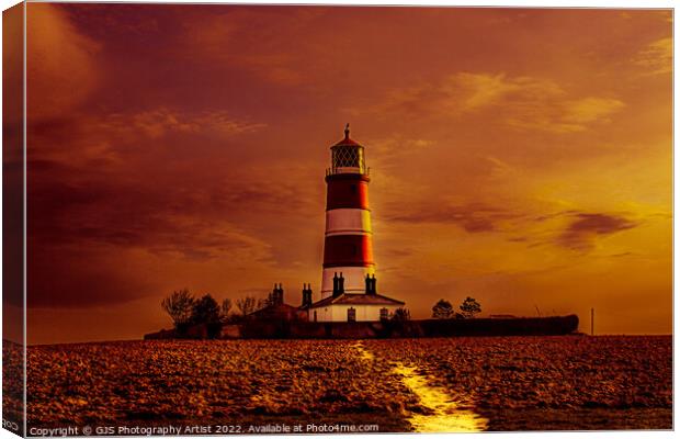 Happisburgh Lighthouse in Orange  Canvas Print by GJS Photography Artist