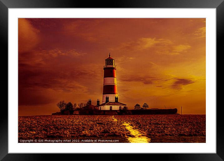 Happisburgh Lighthouse in Orange  Framed Mounted Print by GJS Photography Artist
