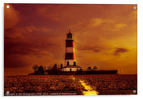 Happisburgh Lighthouse in Orange  Acrylic by GJS Photography Artist