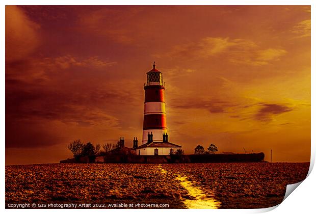 Happisburgh Lighthouse in Orange  Print by GJS Photography Artist