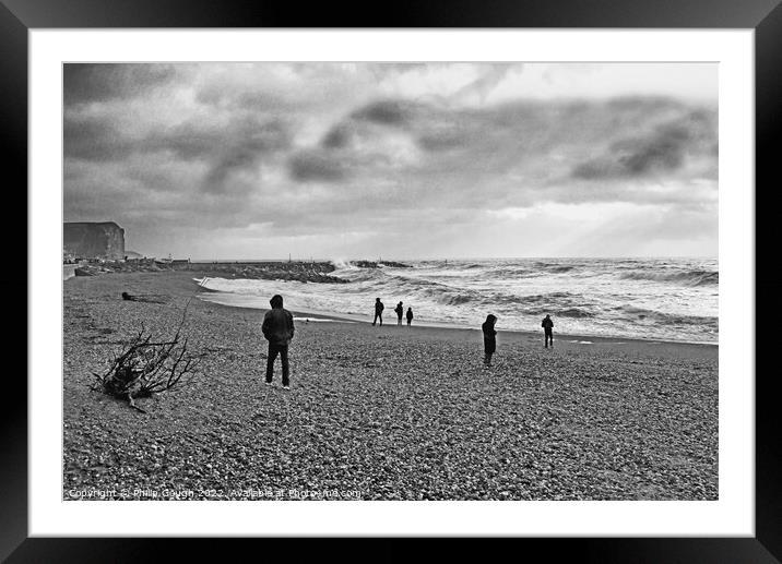 FIGURES ON THE BEACH Framed Mounted Print by Philip Gough