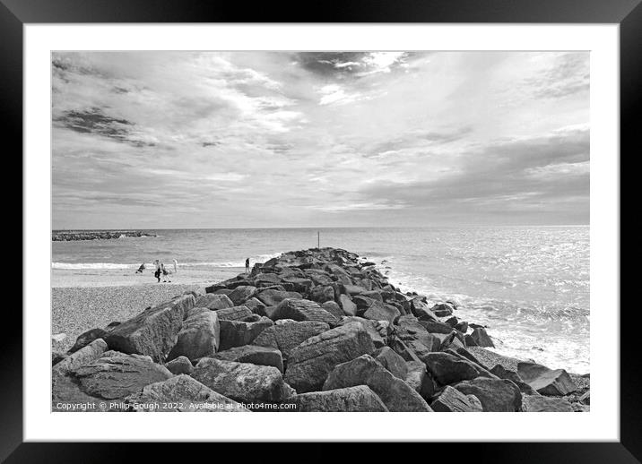 ROCKS ON THE SHORE Framed Mounted Print by Philip Gough