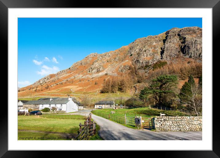 Middle Fell Farm and Raven Crag, Great Langdale Framed Mounted Print by Keith Douglas