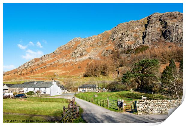 Middle Fell Farm and Raven Crag, Great Langdale Print by Keith Douglas