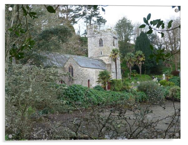 St Just in Roseland church, Cornwall Acrylic by Peter Hodgson