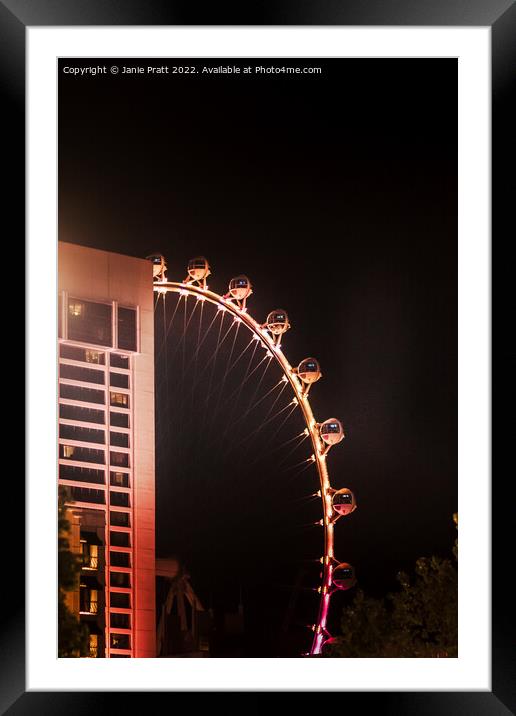 Las Vegas Ferris Wheel Framed Mounted Print by Janie Pratt