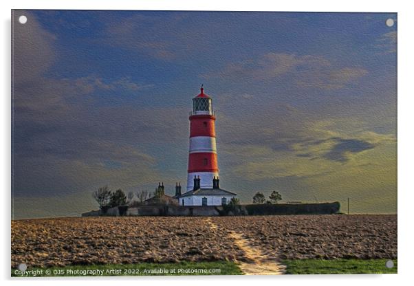 Happisburgh Lighthouse in Watercolour Acrylic by GJS Photography Artist