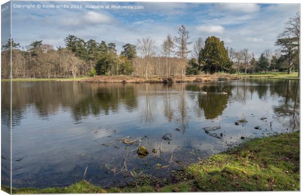 Lake at Painshill Park Cobham Canvas Print by Kevin White