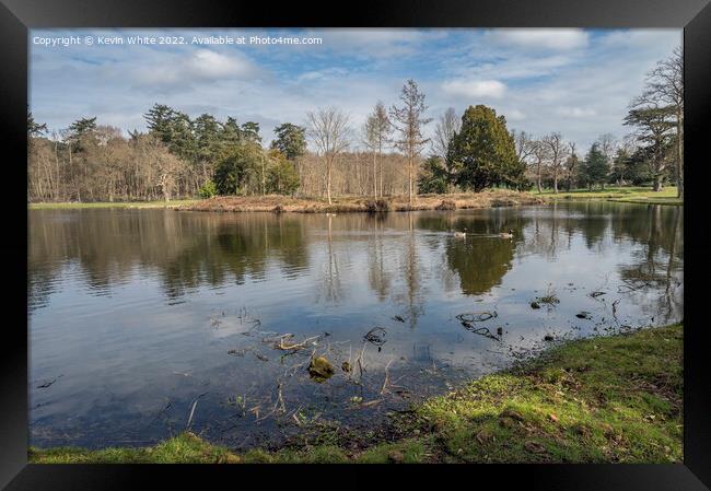 Lake at Painshill Park Cobham Framed Print by Kevin White