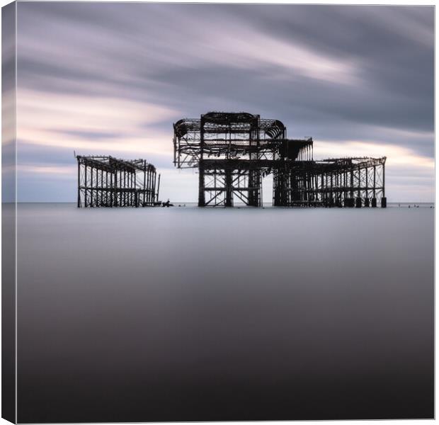 Brighton West Pier, Dramatic Sky Canvas Print by Mark Jones