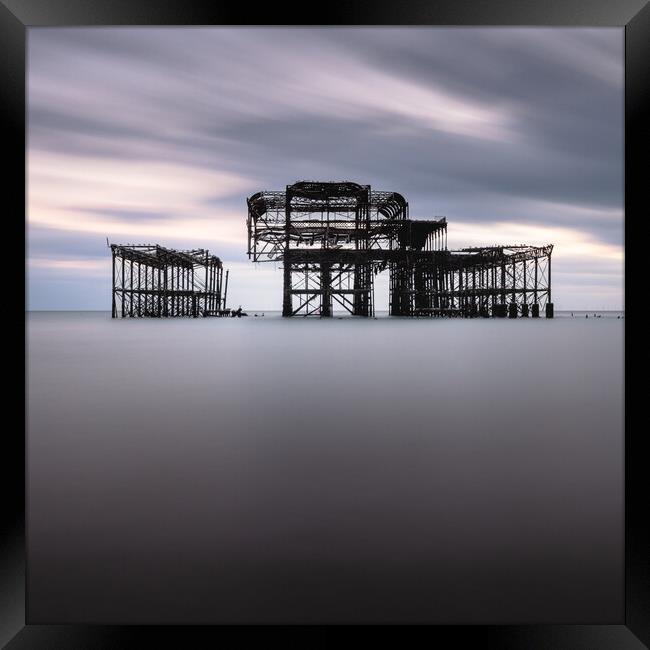 Brighton West Pier, Dramatic Sky Framed Print by Mark Jones