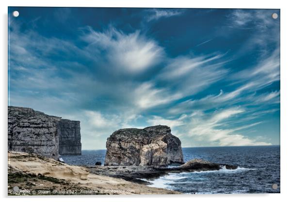 Gozo Island Cliffs in Malta Acrylic by Travel and Pixels 