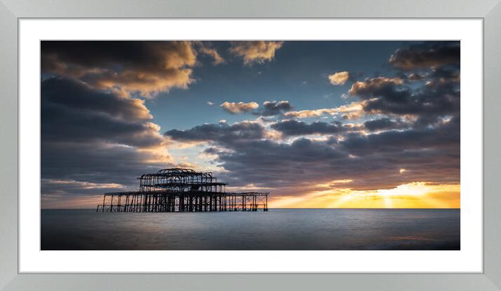Buy Framed Mounted Prints of Brighton West Pier, Sunburst by Mark Jones