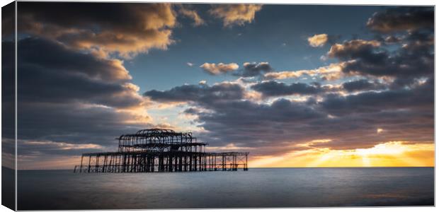 Brighton West Pier, Sunburst Canvas Print by Mark Jones