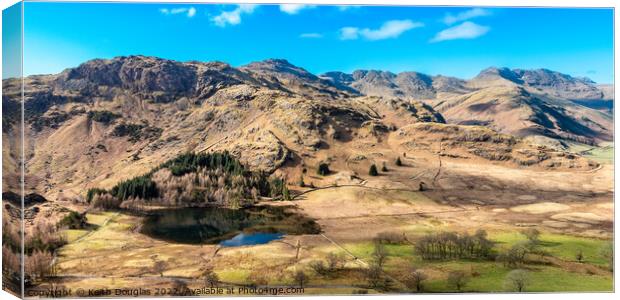 Blea Tarn and the Langdale Fells, Lake District Canvas Print by Keith Douglas