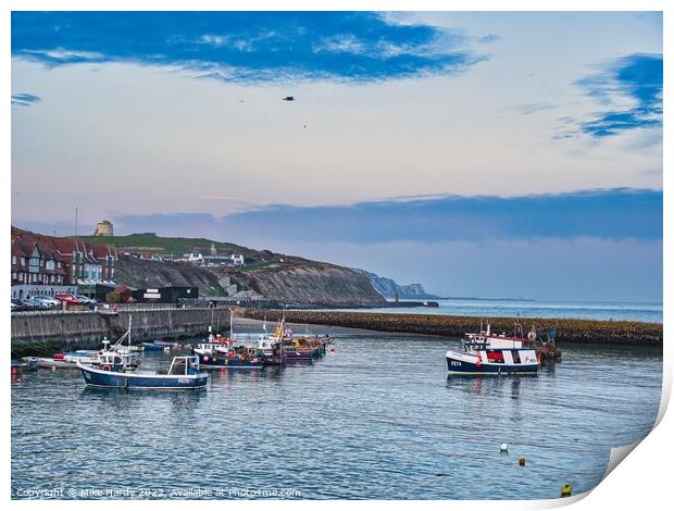 Folkestone Harbour and sea wall section Print by Mike Hardy