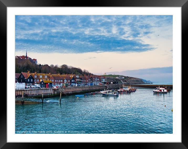 Folkestone Harbour Seafront and boat slipway launch Framed Mounted Print by Mike Hardy