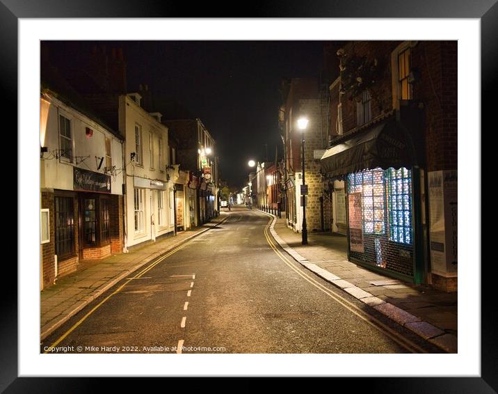 Hythe High Street at Night Framed Mounted Print by Mike Hardy