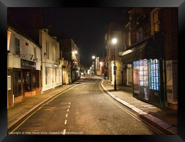 Hythe High Street at Night Framed Print by Mike Hardy