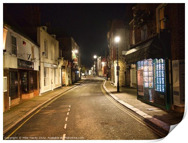 Hythe High Street at Night Print by Mike Hardy