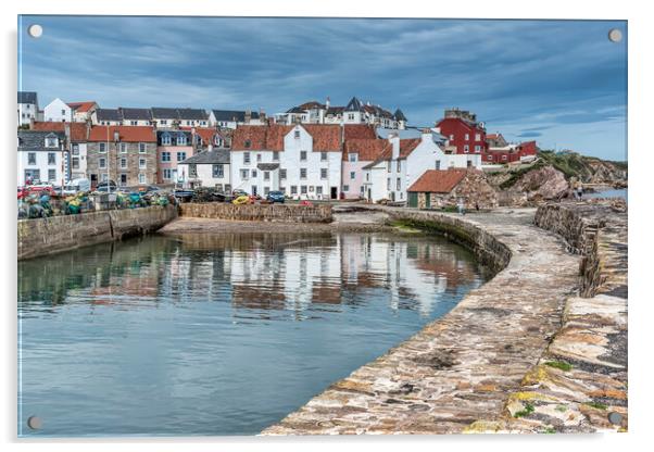 Pittenweem Harbour Reflection Acrylic by Valerie Paterson