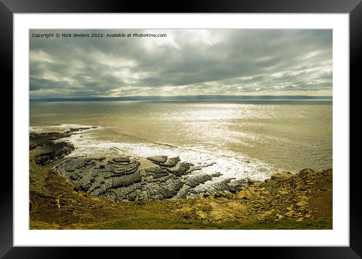 Across the Bristol Channel from Nash Point  Framed Mounted Print by Nick Jenkins