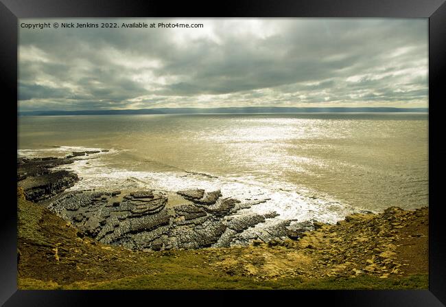 Across the Bristol Channel from Nash Point  Framed Print by Nick Jenkins