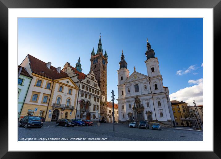 Black Tower and Church of Virgin Mary's Immaculate Conception in Klatovy, Czechia Framed Mounted Print by Sergey Fedoskin
