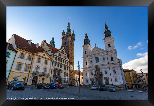 Black Tower and Church of Virgin Mary's Immaculate Conception in Klatovy, Czechia Framed Print by Sergey Fedoskin
