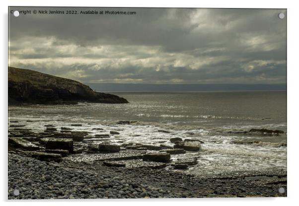 Dunraven Bay lit by Sun Glamorgan Coast Acrylic by Nick Jenkins