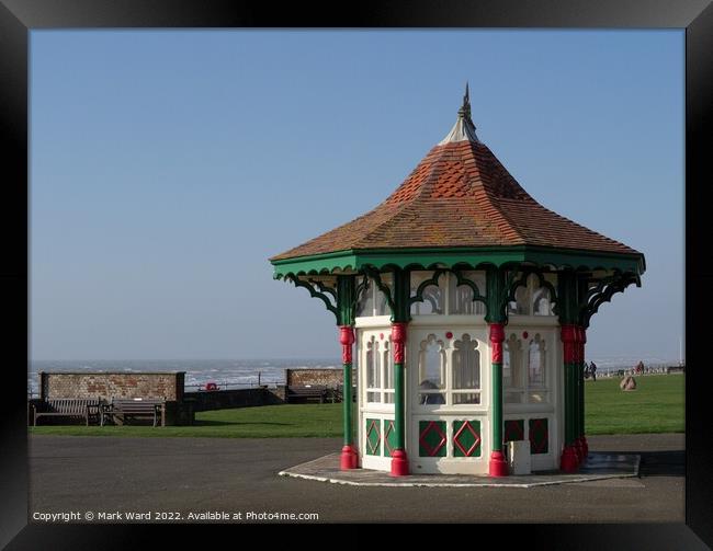 Bexhill Seafront Shelter. Framed Print by Mark Ward