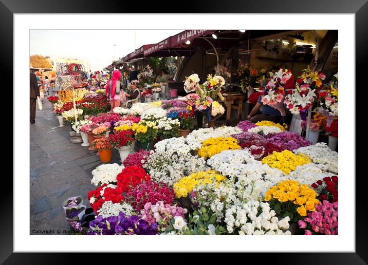 Colourful flower market - Istanbul Framed Mounted Print by Gordon Dixon