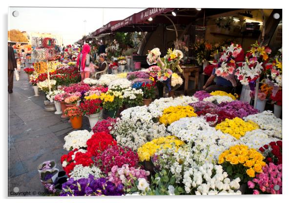 Colourful flower market - Istanbul Acrylic by Gordon Dixon