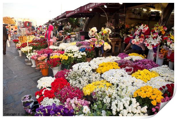 Colourful flower market - Istanbul Print by Gordon Dixon