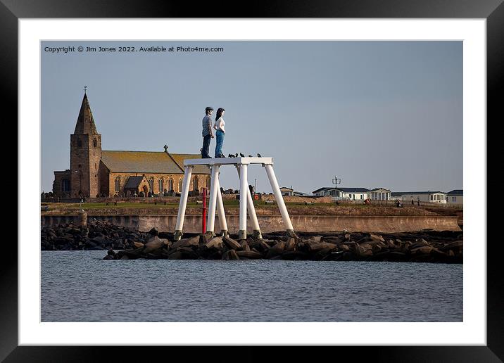 'The Couple' at Newbiggin by the Sea (2) Framed Mounted Print by Jim Jones
