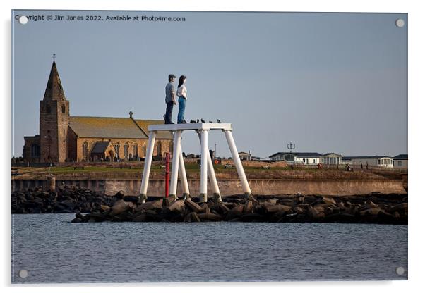 'The Couple' at Newbiggin by the Sea (2) Acrylic by Jim Jones