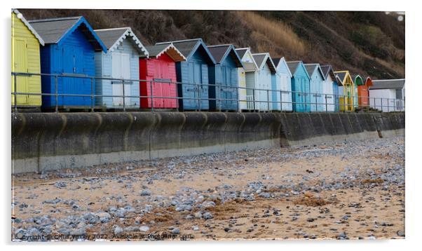 Beach huts on Cromer Beach, North Norfolk Coast Acrylic by Chris Yaxley