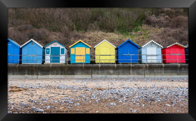 Beach huts on Cromer Beach, North Norfolk Coast Framed Print by Chris Yaxley