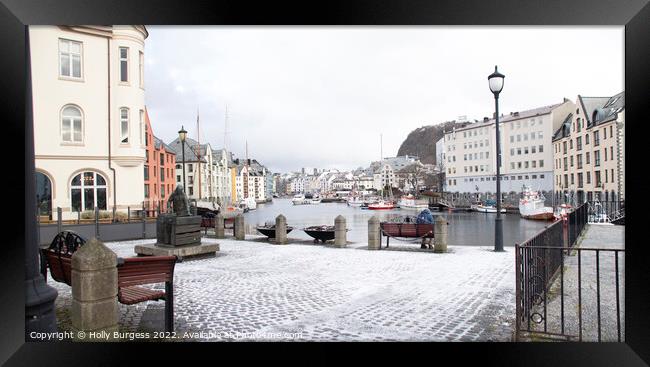 Alesund, small port in Norway west coast, at the entrance to Geriangerfjord  Framed Print by Holly Burgess