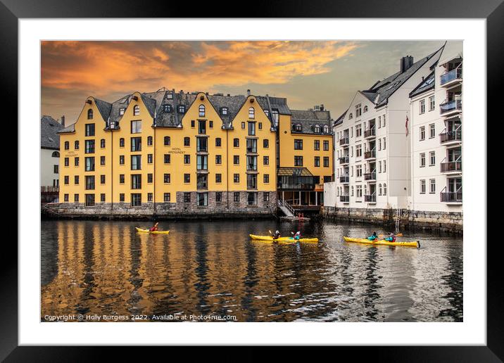Nordic Serenity: Alesund's Sunset Splendour Framed Mounted Print by Holly Burgess