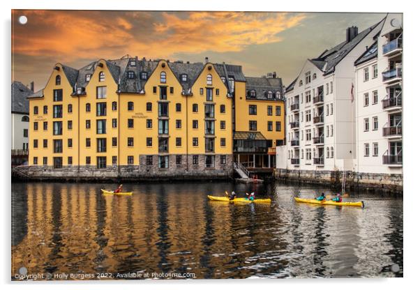 Nordic Serenity: Alesund's Sunset Splendour Acrylic by Holly Burgess
