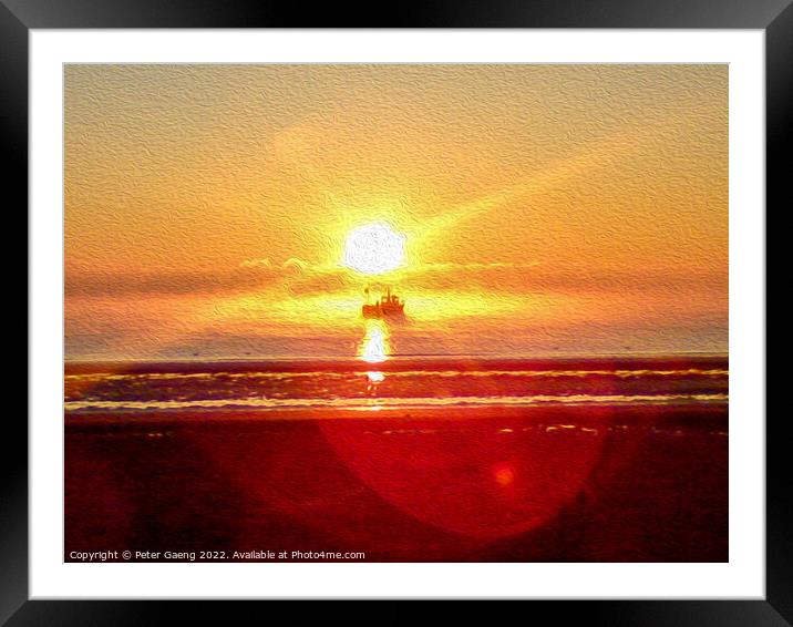 beach at sunset - Irvine - Scotland.  Framed Mounted Print by Peter Gaeng